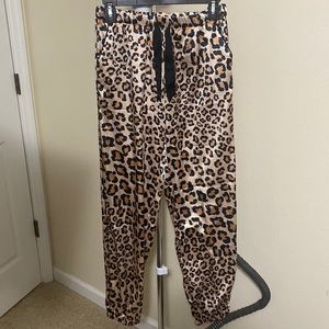 Silky Victoria Secret Jogger Style Leopard Print Pajama Bottoms